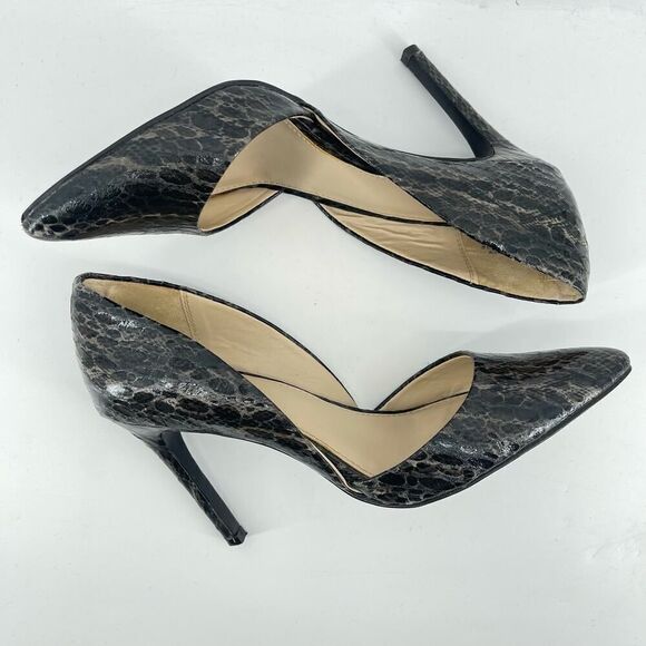 Mia Margo Black Embossed Snakeskin D’Orsay Pointed Toe Pump Heels Size 8.5 - Picture 12 of 14